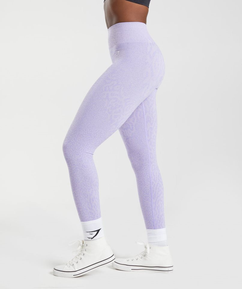 Women's Gymshark Adapt Animal Seamless Leggings Lavender | CA 71A30D